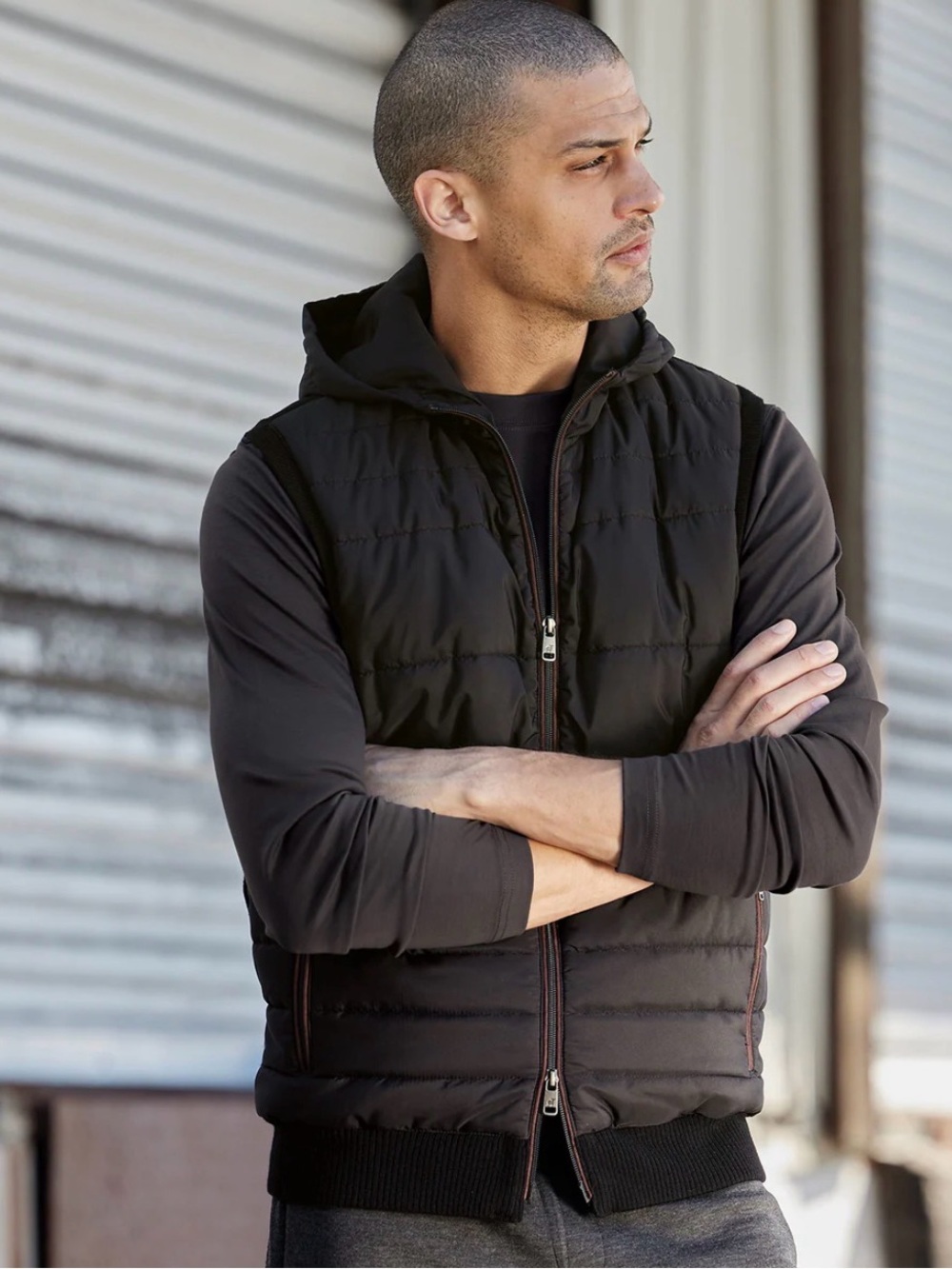 PATRICK JAMES // HOODIE VEST - BLACK